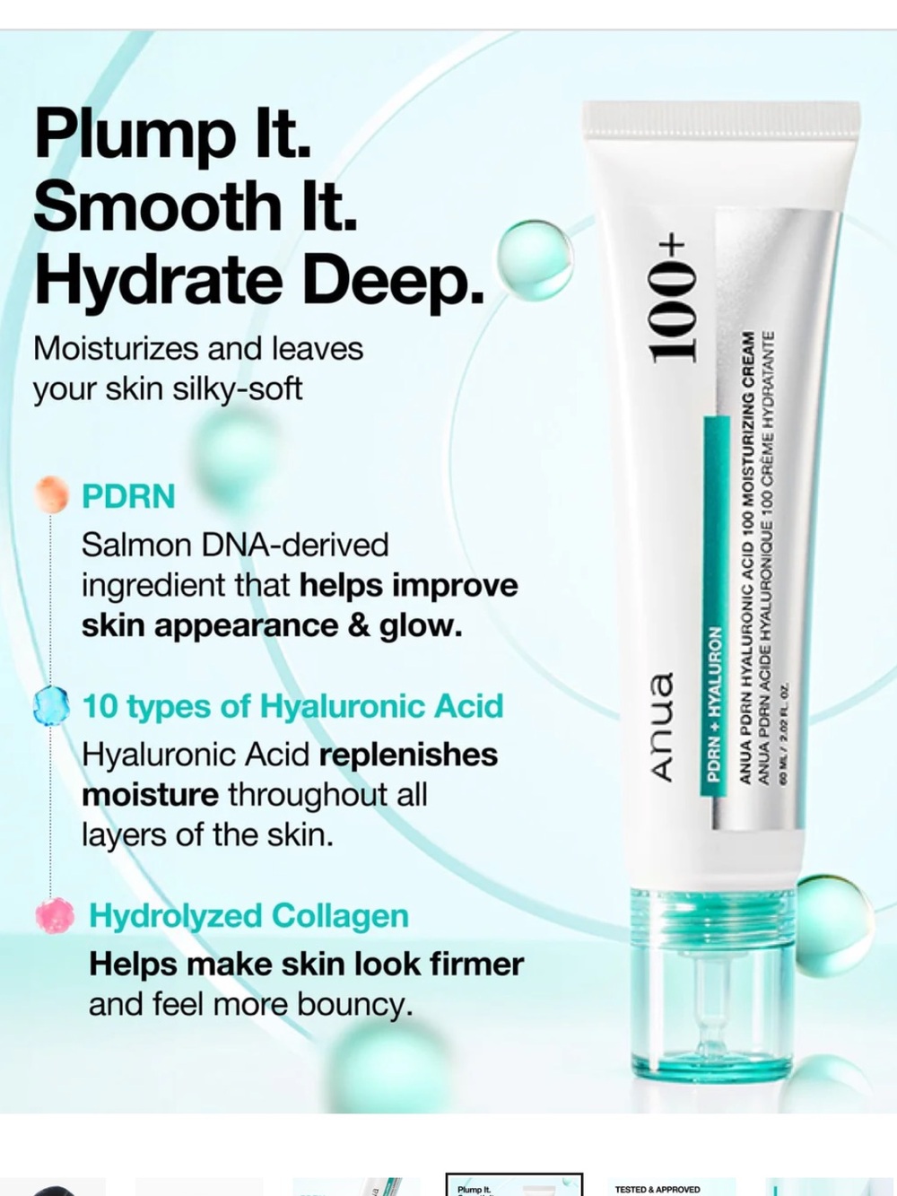 Anua PDRN Hyaluronic Acid 100 Moisturizing Cream - Picture 3 of 4
